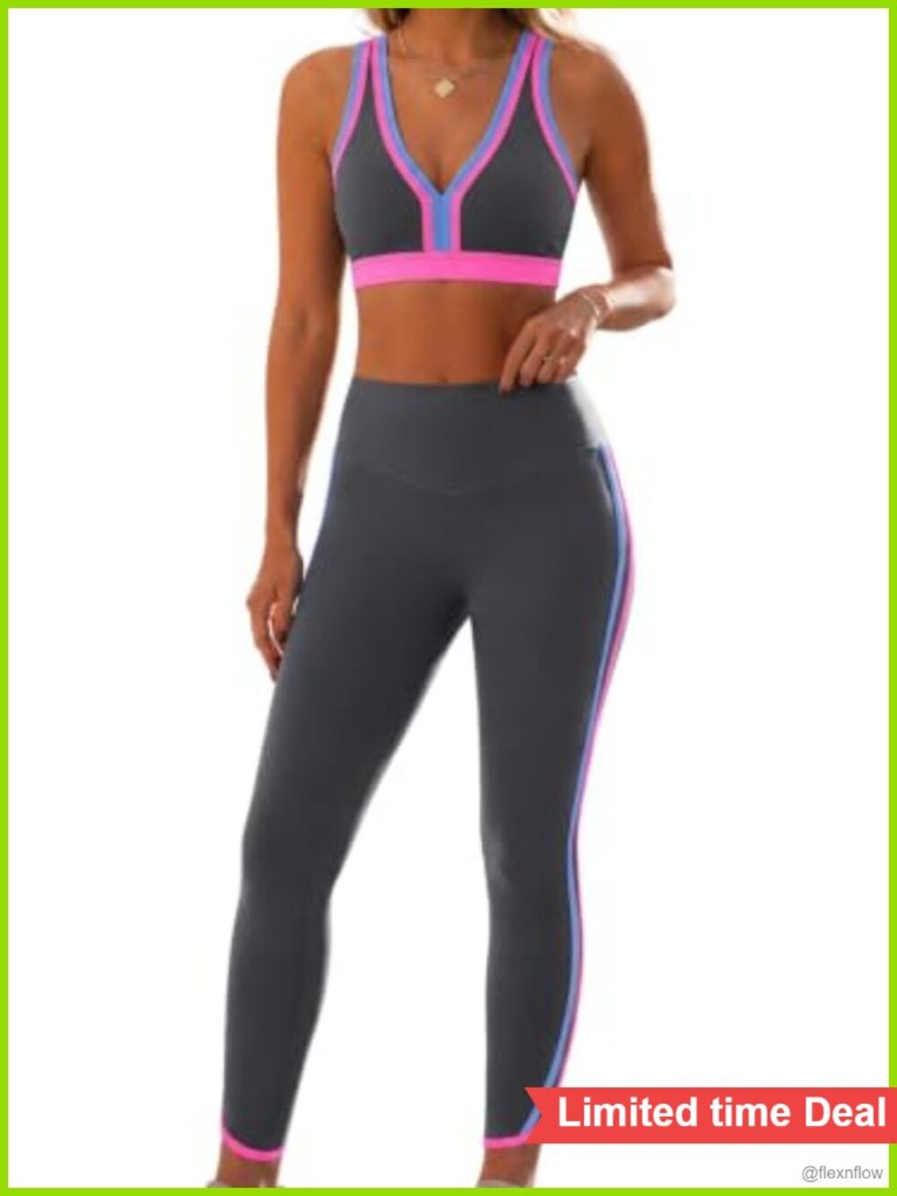 High Waist Sports Bra Leggings Gym Yoga Outfit Two Piece Athletic Set